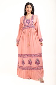 Embroidered Jalabiya IK5110 Peach