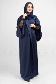 Flared Dual Sleeve Abaya AIK6022 Blue