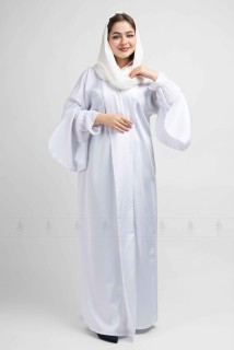 Flared Dual Sleeve Abaya AIK6022 White image