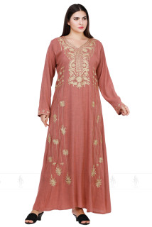 Aari Embroidered Jalabiya IK774 Pink image