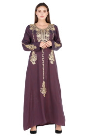 Aari Embroidered Jalabiya IK775 Brown