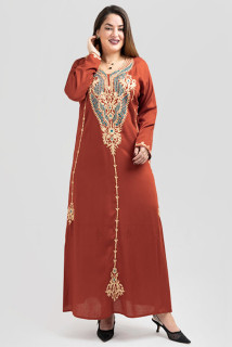 Aary embroidered Jalabiya  IK621 Orangeblue image