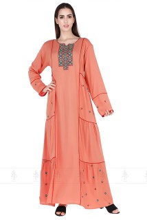 Aary Embroidered Jalabiya ik5224 Peach image