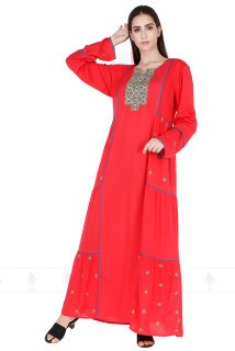 Aary Embroidered Jalabiya ik5224 Red image