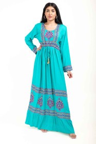 Embroidered Jalabiya IK5110 Turquoise