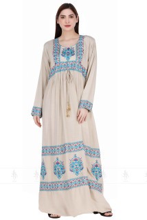 Embroidered Jalabiya IK5110 Biege Blue image