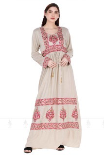 Embroidered Jalabiya IK5110 Biege Pink image