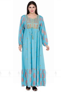 Embroidered Belted Jalabiya IK5187 Blue image