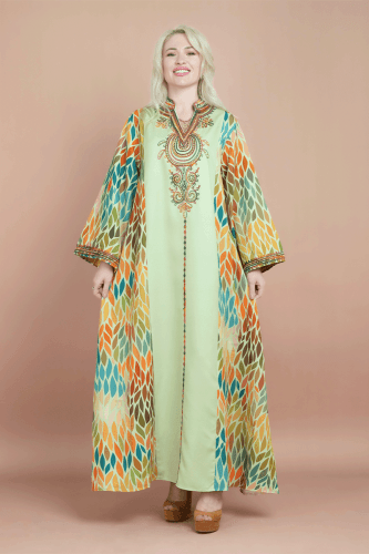 Mandarin Collar Embroidered Jalabiya CJ1059