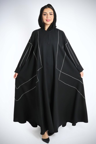 Lace Elegance Black Abaya AIK6063